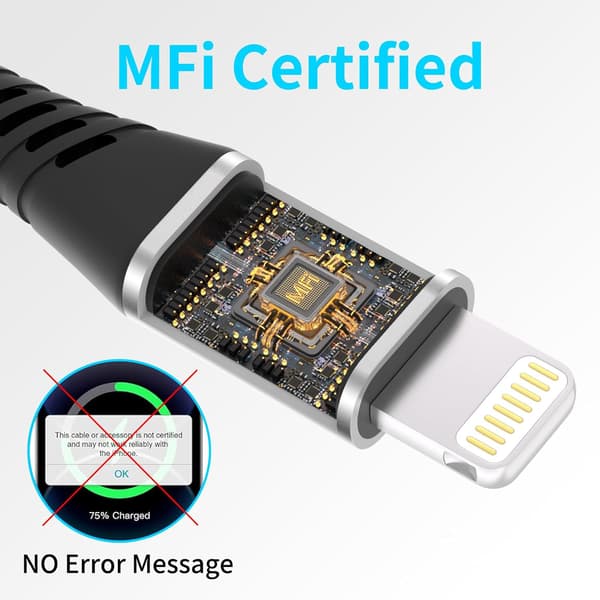 2025 Latest Model iPhone Charging Cable Short 3-Pack, 2ft Lightning Cable MFi Certified, Compatible with iPhone 14/13/12/11 Pro/Pro Max/