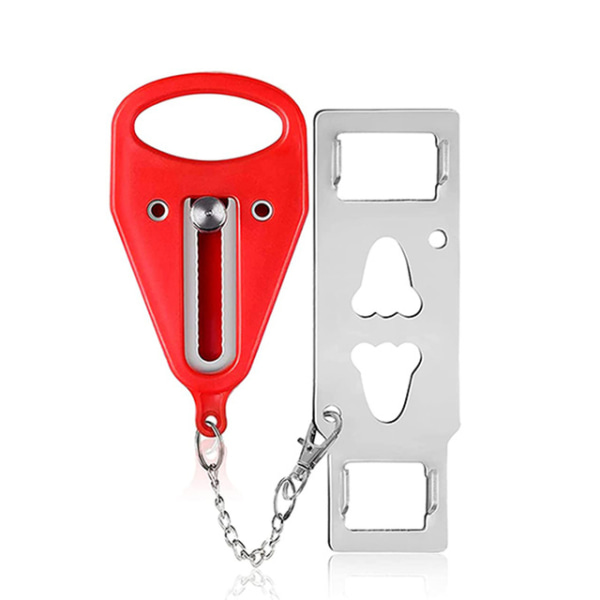 Bärbar dörrlåssäkerhetsenhet för familjesäkerhet, resedörrlås och dörrlås i sovsal (röd)