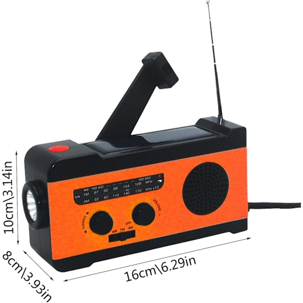 Handvev nödradio | Bärbar Am/fm/noaa solnödradio - Am/fm/noaa solradio med LED-ficklampa, Sos-larm, Usb-laddare, Emergenc