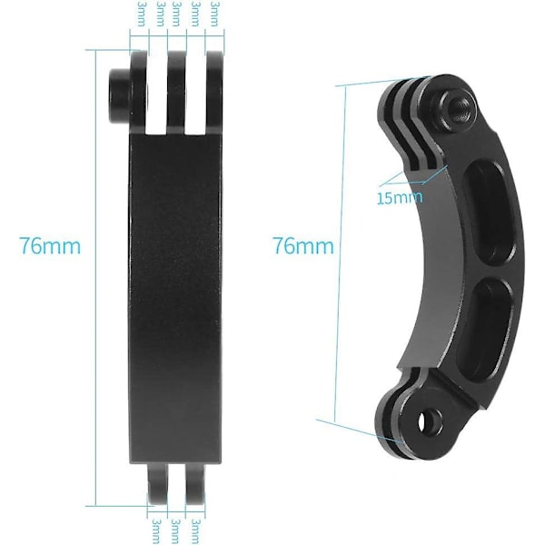 Aluminiumlegering Buet Forlængelsesarm Pivot Arm Mount Til Gopro Kort Buet Stang Og Osmoaction Kamera Tilbehør (1stk, Sort)