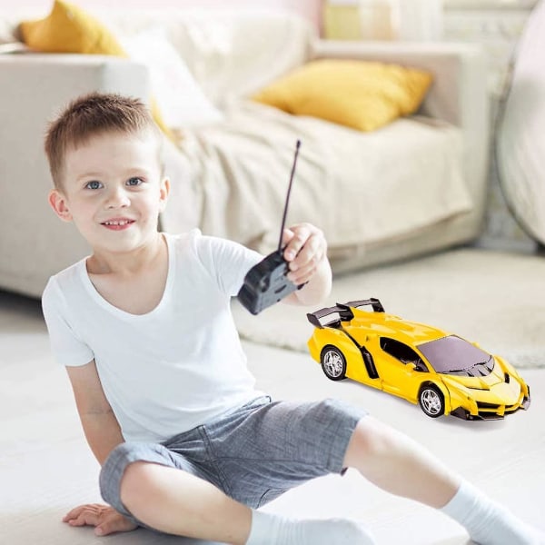 Forvandlingslegetøj til drengepige 5-7 år, fjernbetjening Deformation Bil Transformationsbil til børn Rc racerbil Robotkøretøjer Legetøj til børn 8-13