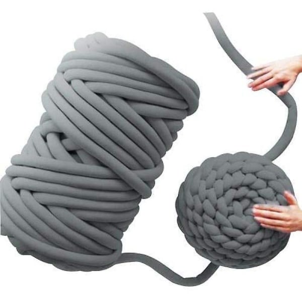 Håndvævet tæppetrådfyldning Kernegazestrimmel Groft garn DIY tæppemateriale (mørkegrå)