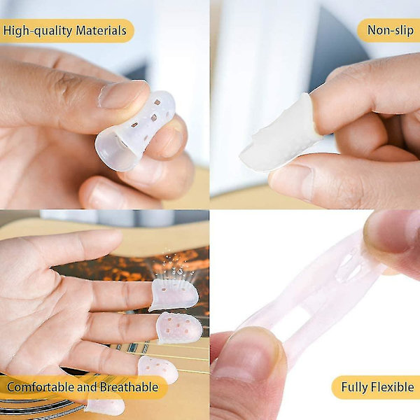 Silikonfingerbeskyttelse for gitar, 40 stk. 5 størrelser sklisikker gummifinger
