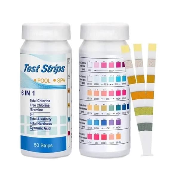 Vandtestkit - Ikke specificeret - 6 i 1 - 50 teststrimler - Måler klor, brom, pH