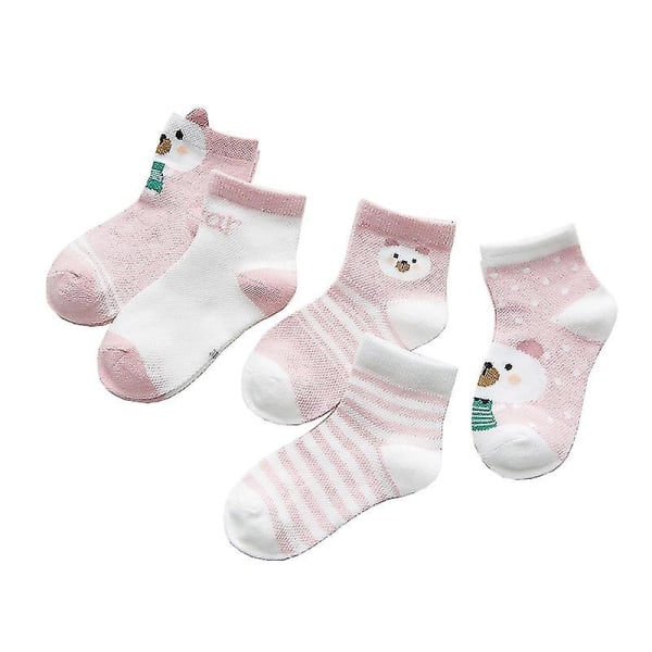 5 par/batch 0-2 år gamle spedbarnssokker baby sokker kompatible jenter bomull mesh søte XS 0 9M 9