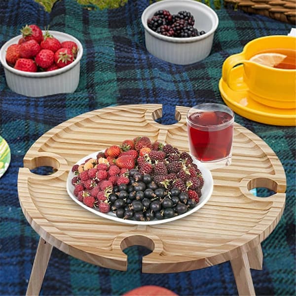 2 i 1 Vinglasställ, Hopfällbart Vinglasställ Bord Picknickbricka