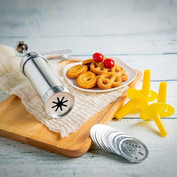 Cookie Maker, cookie Gun, rustfrit stål Biscuit Press Spritz Cookie Press Gun med 20 Cookie Discs A