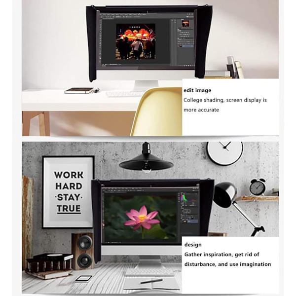 2025 Latest Model Adjustable Desktop Computer Screen Shield, Foldable Design Computer Sunshade, Frame Length 38-65cm, Radiation Protection