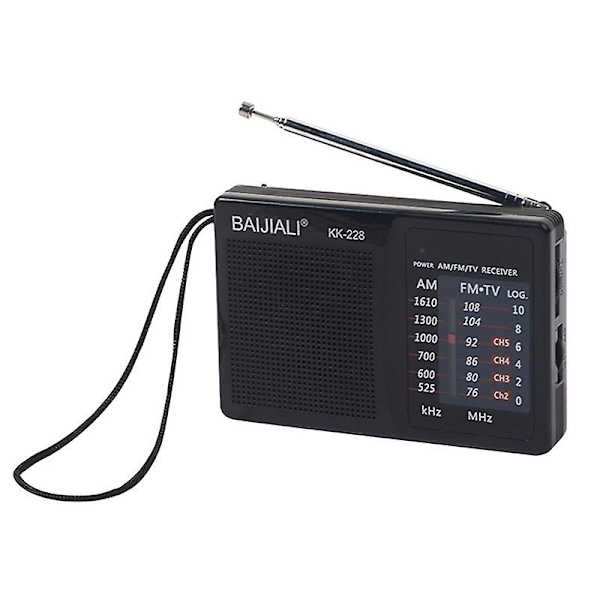 BAIJIALI BJL228 Retro Kannettava Kaksitaajuuksinen FM AM Radio BJL228 Musta