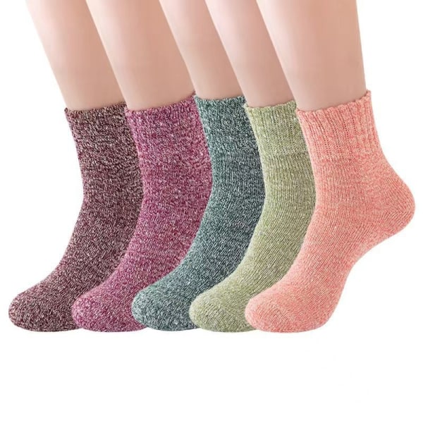 2023 5 paria naisten sukkia, lämpimät naisten talvisukat, paksunnetut naisten sukat, värikkäät ja hengittävät