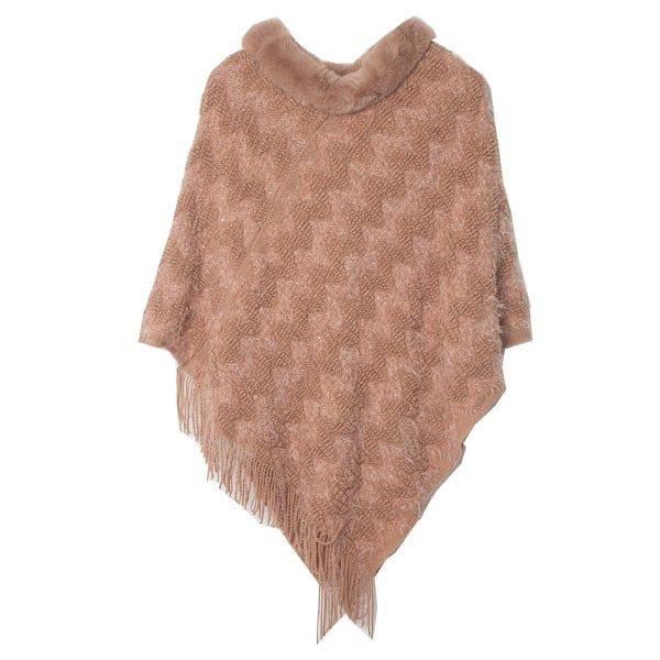 Dam Boho efterår og vinter stor strikket trøje med hætte Kamel