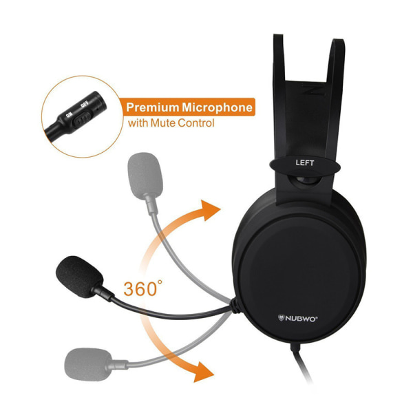 Brain Headset-hodetelefoner med mikrofon (svart)