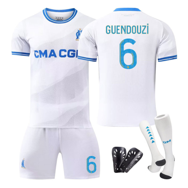 2324 Marseille hem vit träningsdräkt tröja sportuniform fotboll för män och damer NO.6 26