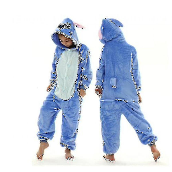 Stitch Kigurumi Børne Pyjamas Vinter Flanel Varmt Nattøj Drenge Piger Dyr Onesies Jumpsuits