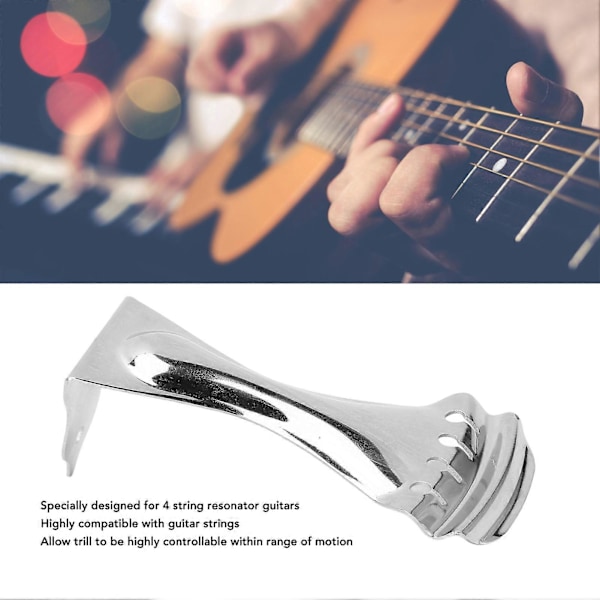 Gitarr Böjd Stall Metal Zinklegering för 4-strängade Resonatorgitarrer F14 Silverfärg