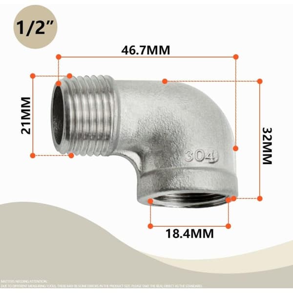 Stk. 90 graders 1/2\" hun til 1/2\" han BSP 304 rustfrit stål albuefittings til konvertering af rørforbindelse