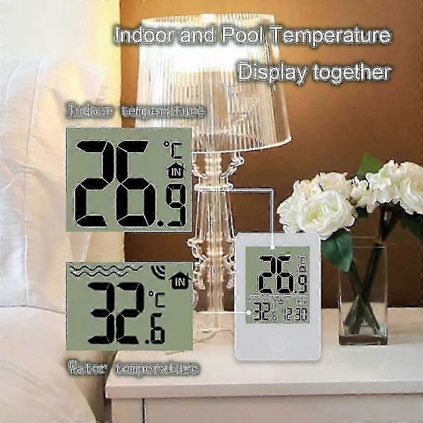 Pooltermometer Digital Wifi Termometer Med Digital Pooltermometer, LCD-Display, IPX7 Flytande Termometer För Pool - F