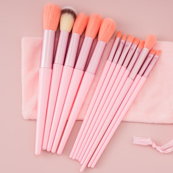 13 professionelle makeup børster og makeup sæt - piget pink