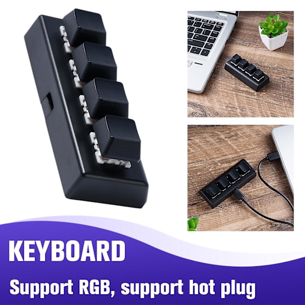 4-tasters USB Mini Mekanisk Tastatur Tilpasset Snarvei Programmerbar Tastatur