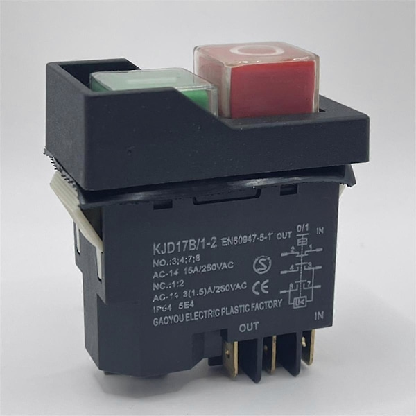 KJD17 6-polet elektromagnetisk starttryk-knapkontakter 15A AC250V IP55 Vandafvisende Udstyr Sikkerhedskontakt