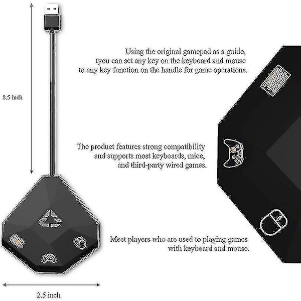 Tastatur- og musadapter for Nintendo Switch/ PS4/ Ps3/ Xbox One/ Xbox 360-konverter