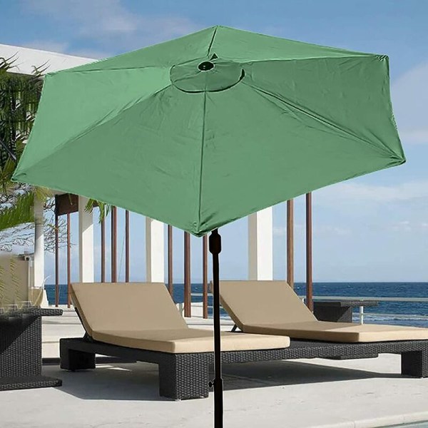 Cover för parasoll, 6 revben, 2 m, vattentätt, anti-UV, ersättningstyg, mörkgrön