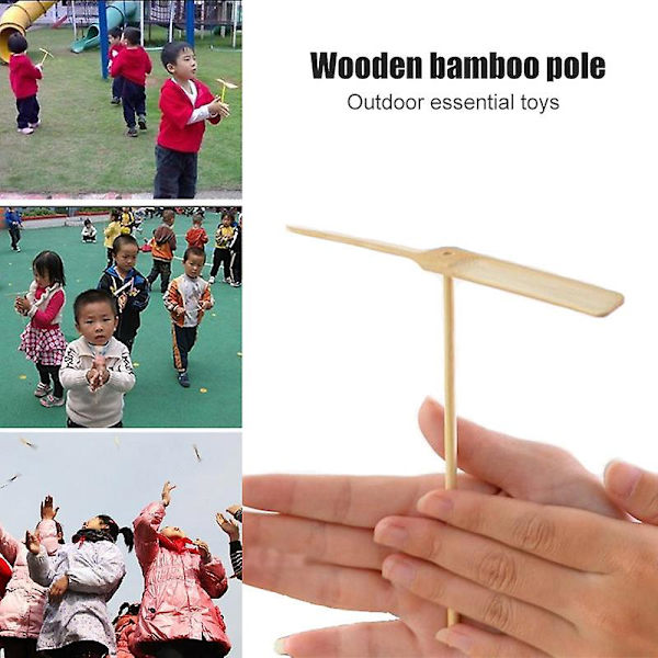 10 st bambu trollsländor flygande leksaker hand gnugga propeller flygande älva leksak för barn