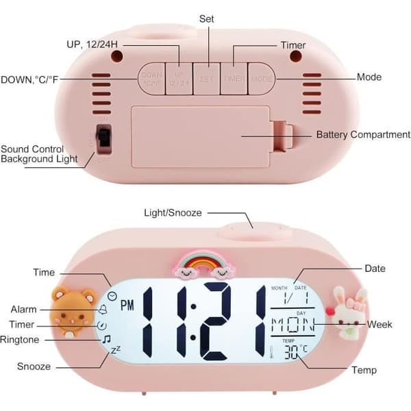 Numeriskt larm - Ej specificerat - Modell ej specificerad - 8 ringsignaler - Snooze-funktion - Flerspråkig display