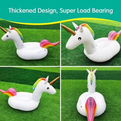 Enhjørning Float. Oppustelig Pool Float. 200×100×90CM Kæmpe Oppustelig Enhjørning Float Legetøj.