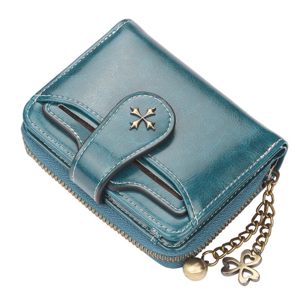 Lommebok for kvinner med kort motespenne med glidelås myntveske Blue