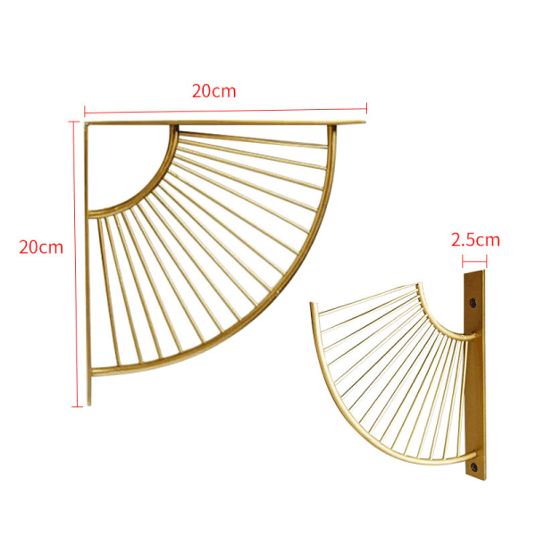 Jernbeslag i vægmonteret opbevaringsstativ z-beslag i-guld, 15*15cm, 1 par