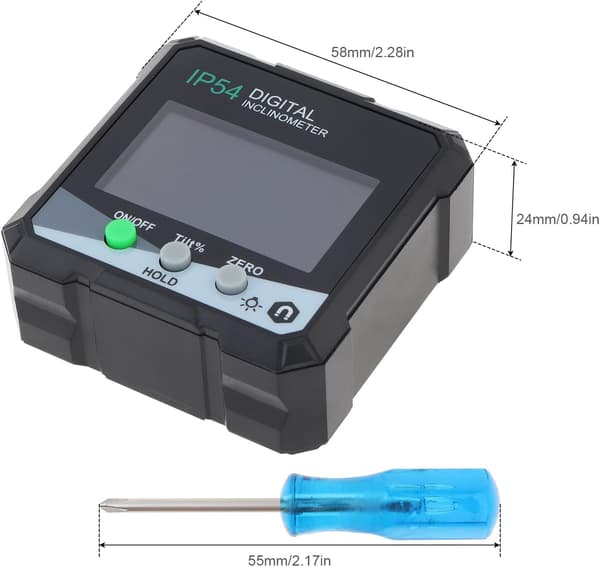 2025 Latest Model Digital Angle Finder, Magnetic Protractor Angle Gauge Meter with AAA Battery and Screwdriver