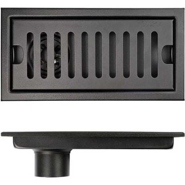 Rektangulært gulvafløb, 20×10cm ultratyndt sort rustfrit stål gulvafløb,
