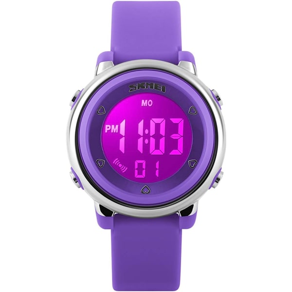 Creative LED valaiseva vedenpitävä elektroninen watch silikoninen watch (violetti)