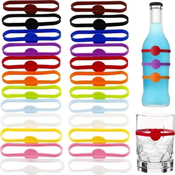 Silikone glastusch, 24 stk genanvendelig glastusch, farverig vinglastusch til cocktailbar, fest