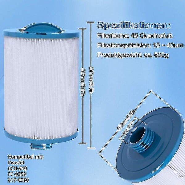 2 X Spa-filterpatron, Jacuzzi-ersättningsfilter, Spa Business Jacuzzi