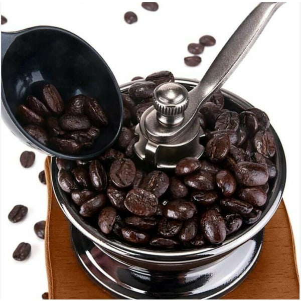 Vintage brun trä manuell kaffekvarn Bärbar handvev kaffekvarn