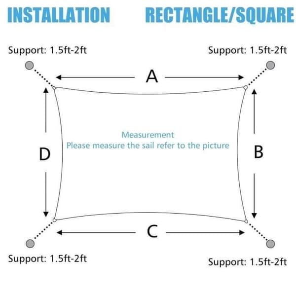 Solseil 3m x 5m - Vanntett - 96% UV-beskyttelse - Rivebestandig