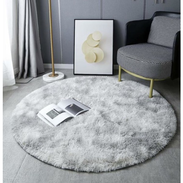 Modern Shaggy rund matta, komfort halkfri golvmatta (färgad ljusgrå, 140 cm  x 140 cm) 18e0 | Fyndiq