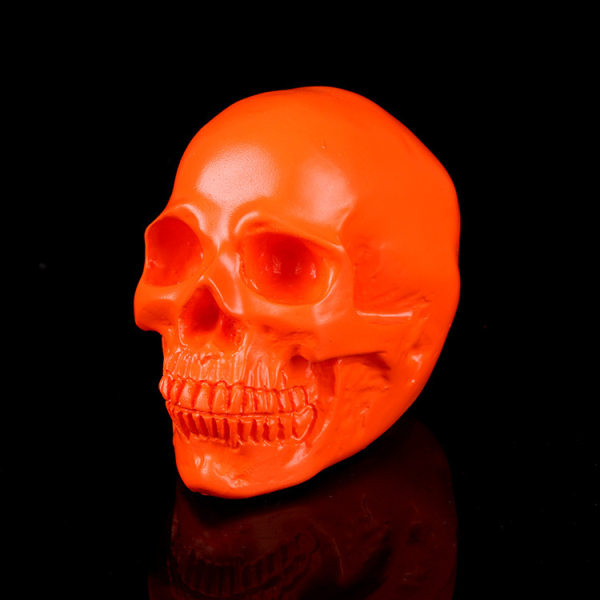 2 delar hartsmålade skallefigurer för halloween barbordsdekoration (orange) - 9*5,5*9,5 cm