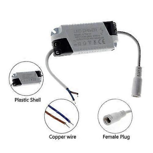 2x LED-driver, 24-36 W, Transformator for LED-taklampe, LED-panel strømforsyning, DC-kontakt for LED-taklampe (24-36 W)