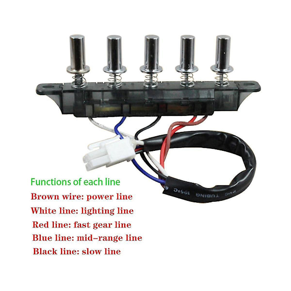 Kjøkkenvifte 5-knapps bryterknapp Universal tilbehør Bryterkontrollpanel Kontroller-LN