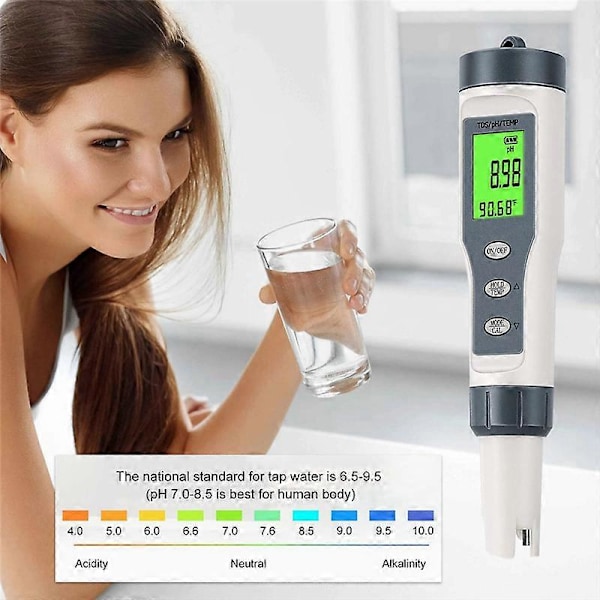 3 i 1 Digital PH-mätare för Vatten, TDS/PH/Temp-mätare, Vattentestare för Dricksvatten, Pool