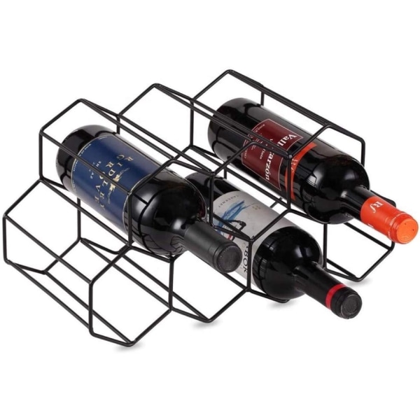 Vinställ i metall | bordsställ för 9 vinflaskor | ljussvart för vinälskare
