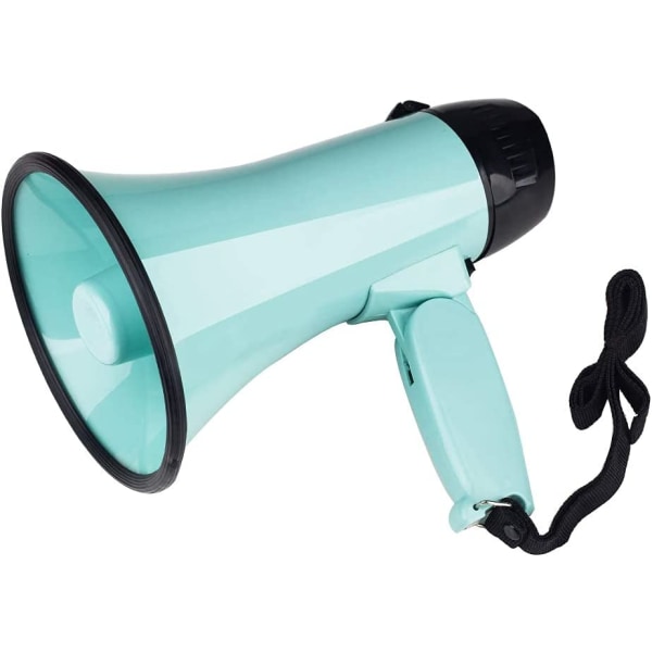 Bärbar megafon bullhorn 25 watt power megafonhögtalare röst och siren/larmlägen (grönt)