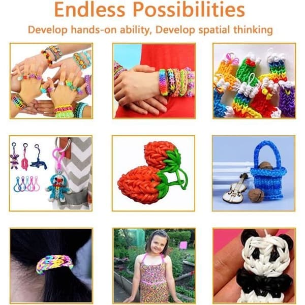 Loom Bands Håndværkssæt - 100% sikkert - 10.000 elastikker - Til børn fra 3 år