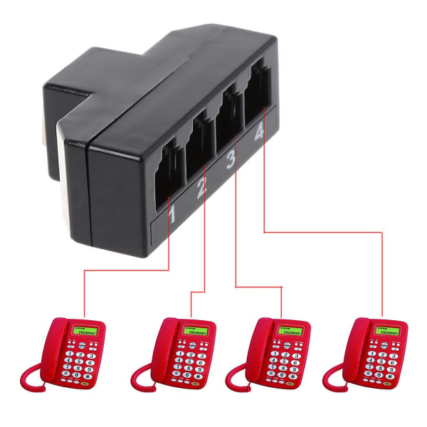 Telefon Telefonnätverk Rj11 6p4c hona till 4 Ethernet Rj45 8p8c hanadapter