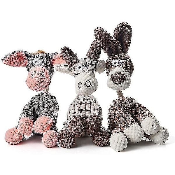 3-pack Oändligt Hållbara, Robusta Åsna-Squeaky Hundleksaker För Aggressiva Tuggare, Fyllda Hundleksaker Plysch Hundleksak