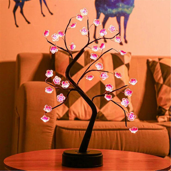 Mareridt Før Jul Blomstertræ Lys Gren Pottede Lys Ornamenter Til Natlys LED Lys
