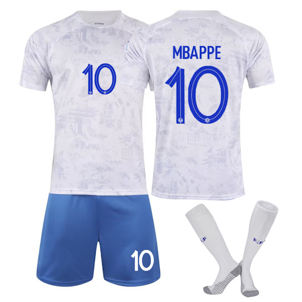 22-23 hjem fodboldtrøje nr. 10 Mbappe Dembele 19 Benzema landshold hjemme- og udebanetrøje til børn K1 No10 28